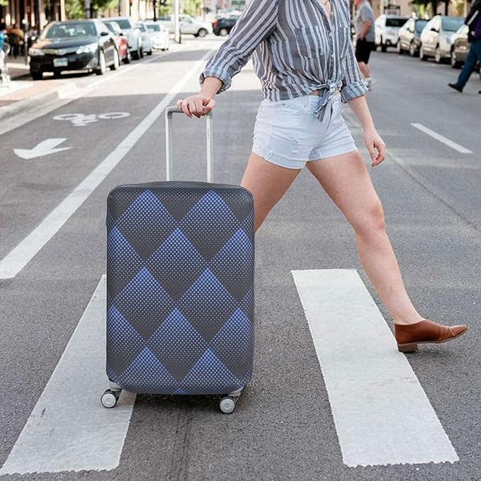 HYPER VENTURE Washable Luggage Cover - Fashion Suitcase Protector Fits 27-30 Inch Luggage (Blue Cube, L)