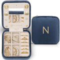 Vlando Graduation Gifts for Her, Graduation Travel Gifts for Women, 2025 Graduation Gifts Travel Accessories for Girls, Graduation Travel Essentials Small Jewelry Box - Letter N, Dark Blue