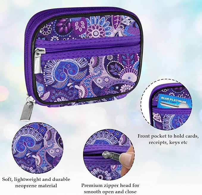 Serfeymi Weekly Travel Pill Organizer Pill Case for Purse with Removable 7 Day Pill Box, Fashionable Travel Medicine Organizer Pill Container for Medicine, Vitamin, Supplement - Black 01 + Purple 01