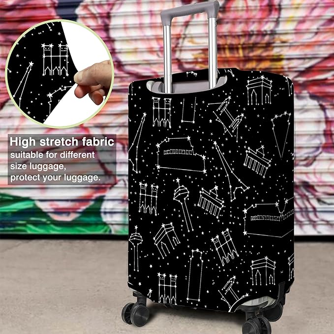 Travel Luggage Cover Suitcase Protector Fits 18-32 Inch Wheel Covers PatternedTravel Related Items Flower Luggage Protector Elastic XL