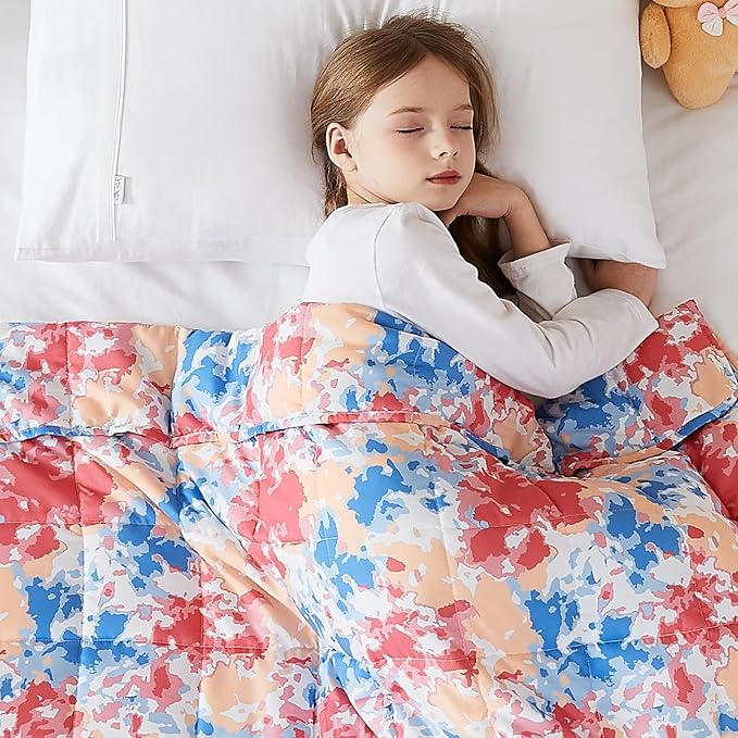 L'AGRATY Weighted Blanket - 40"x60" 7lbs Cooling Breathable Weighted Blanket Microfiber Material with Glass Beads