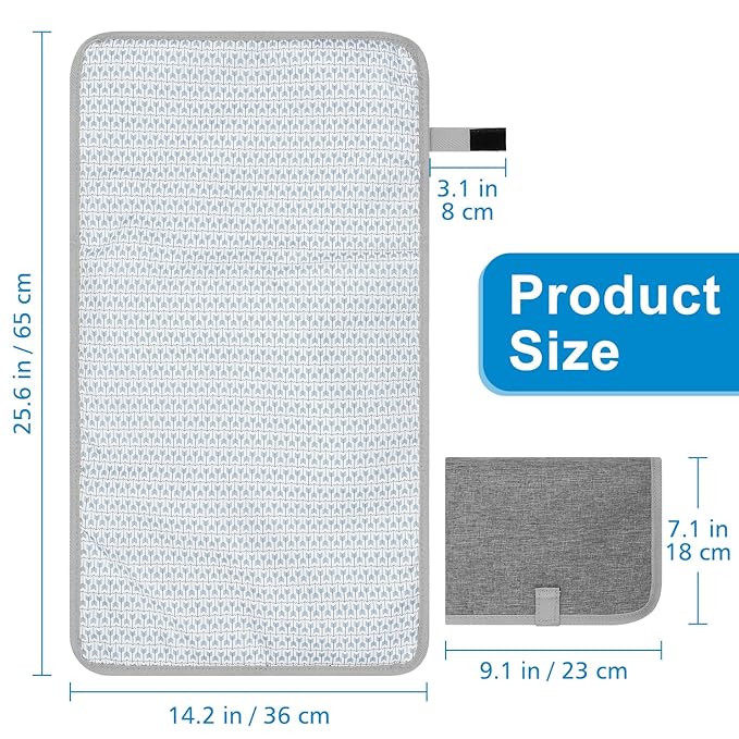 Accmor Portable Diaper Changing Pad, Waterproof Baby Changing Mat, Foldable Portable Travel Changing Pads for Baby, Grey