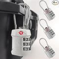 4 Pack TSA Approved Travel Luggage Locks, Cable Combination Lock, 3 Digit Padlock, Alloy Steel Cut-Resistant Cable, Weatherproof Zipper Lock for Gun/Suitcases, Backpacks, Gym Lockers, Golf Bags-NO KEY
