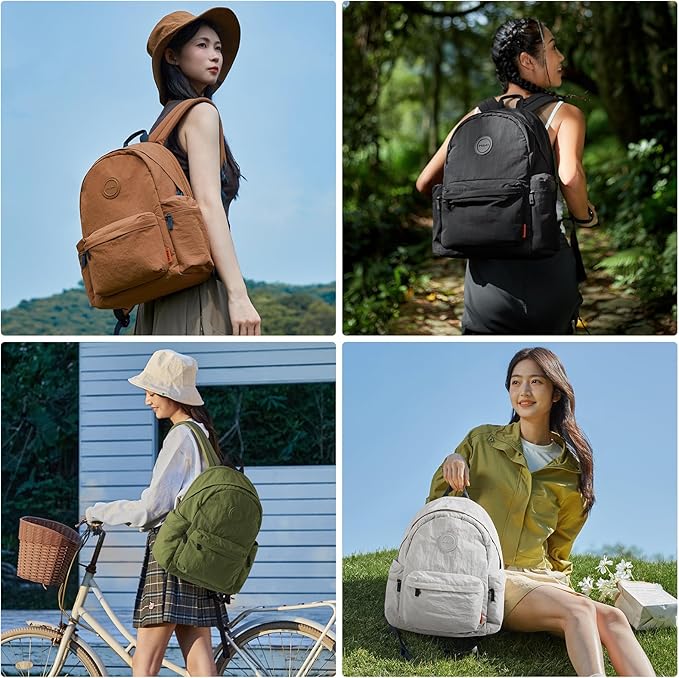 mixi Outdoor Lightweight Backpack Casual Carry On Laptop Backpack Travel Bookbag for Women Men, Water Resistant Durable Hiking Bag for Camping Weekender Sports College Work, 17 Inch, Jungle Green