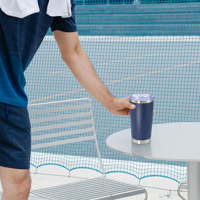 20 oz Tumbler with lid Double Wall Vacuum Insulated Tumblers Stainless Steel Coffee Mug Travel Coffee Tumbler Powder Coated Tumbler Cup Keep Hot&Cold - (Navy 1 Pack)