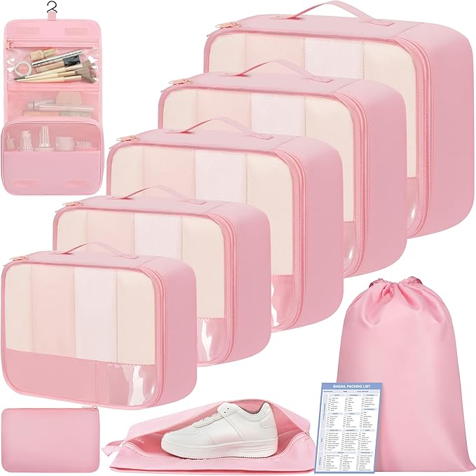 BAGAIL 9 Set Packing Cubes Luggage Packing Organizers for Travel Accessories