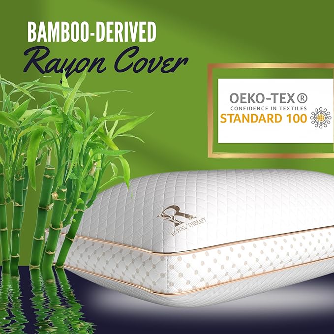Royal Therapy 4-Pack King Memory Foam Pillow, Adjustable Shredded Odor-Free Pillow for Neck & Shoulder Pain Relief, Support for Back, Stomach, Side Sleepers, AirFlowPRO