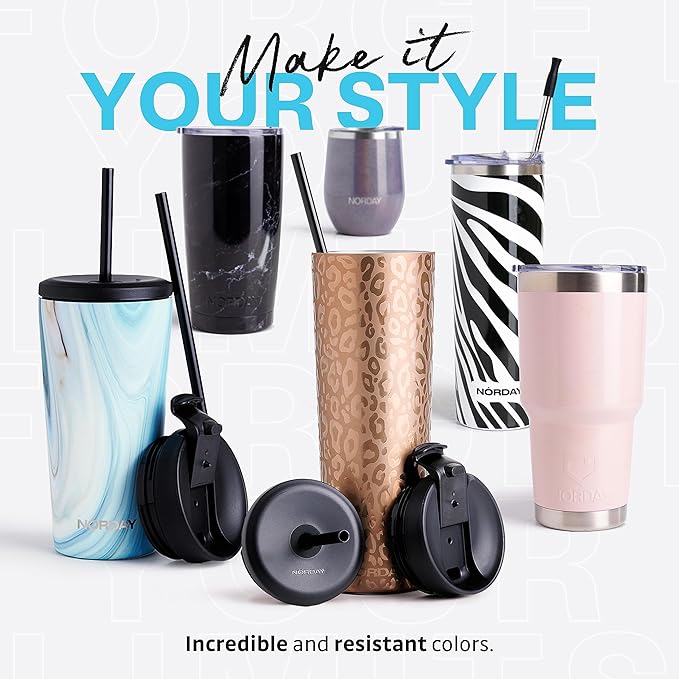 NORDAY | Tumbler with Lid - 30oz - Aqua Insulated Tumbler - Stainless Steel Tumblers - Double Wall Vacuum Insulated Travel Coffee Mug for Car Cup Holder - Keeps Temperature for 24hr - Anti Spill Lid