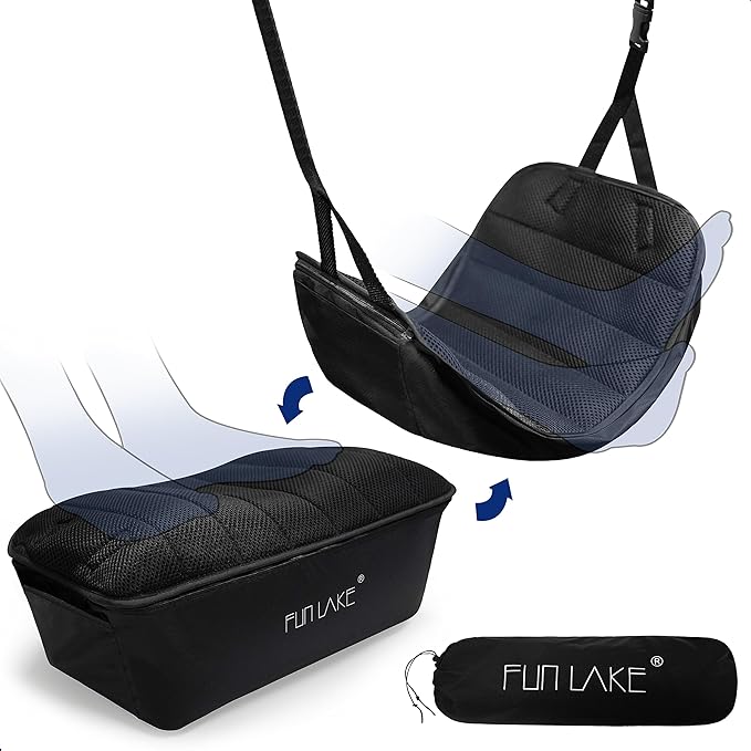 2-in-1 Airplane Footrest Pillow - Inflatable Travel Foot Hammock & Cushioned Foot Pad for Ultimate Comfort on Flights, Travel Accessories, Portable Foot Rest for Flights