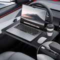 YONZEE 2-in-1 Car Steering Wheel Desk Tray & Car Seat Gap Filler Organizer – Foldable Carbon Fiber Look Table for Laptop, Eating Food, Writing – Universal Fit for Most Vehicles