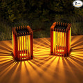 2 Set Solar Lantern Outdoor LED Hanging Solar Lantern with IP44 Rattan Outside Rating for Patio Garden Decor for Outside Porch Yard Table Top Decorative Tree Home(Square