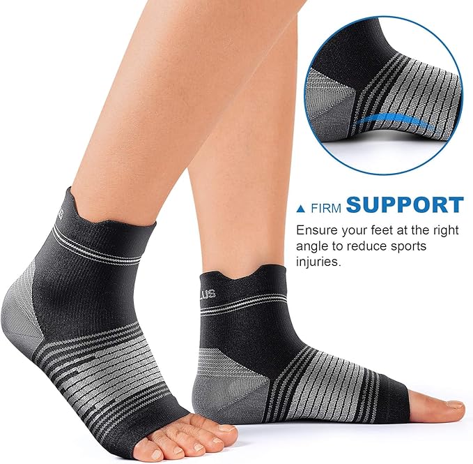 Plantar Fasciitis Sock (6 Pairs) for Men and Women, Compression Foot Sleeves with Arch and Ankle Support (Black, Large)