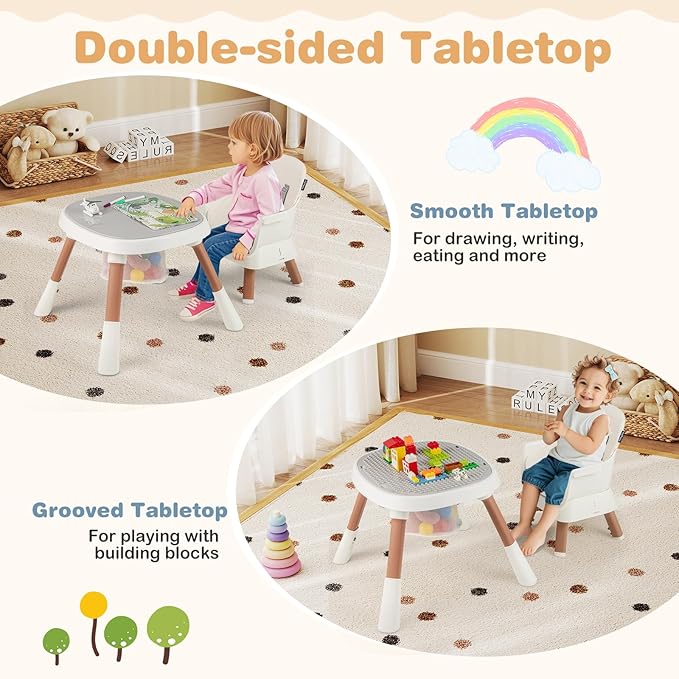 BABY JOY 16 in 1 High Chair, Convertible Baby Highchair for Babies and Toddlers with Activity Center, Booster Seat, Building Block Table, Toddler Chair with Safety Harness, Removable Tray (White)
