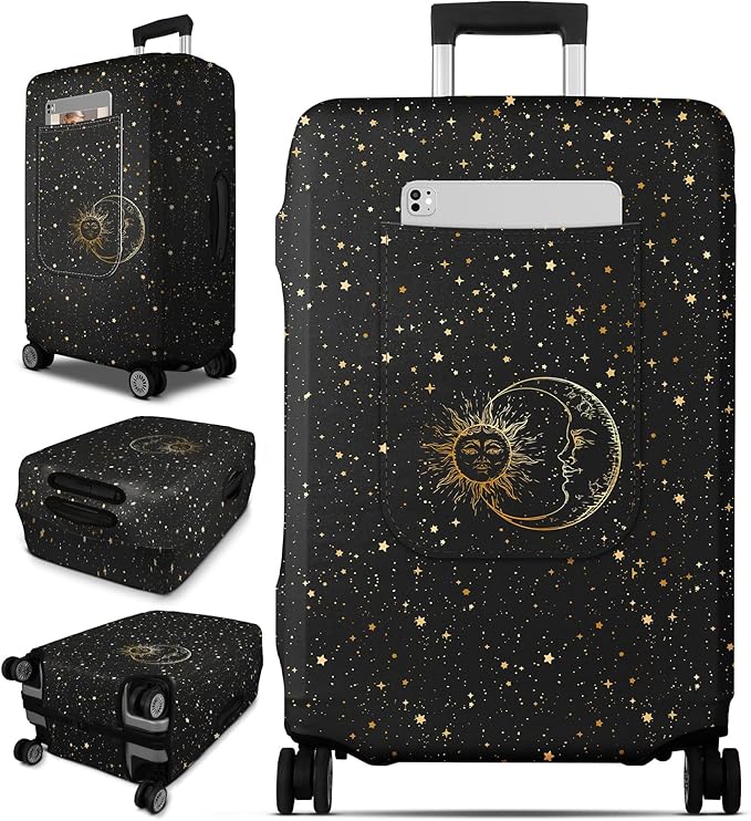 Slohif Luggage Cover for Suitcase Tsa Approved Protector - Luggage Sleeve Large Suit Case Cover Travel Stretch Baggage Case Protective Washable Fit 21-23 Inch Sun S