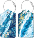 Fintie Luggage Tags, Privacy Cover ID Label with Stainless Steel Loop and Address Card for Travel Bag Suitcase - Sandy Wave (2 Piece)