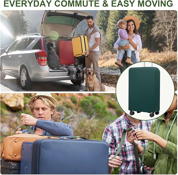 PATIKIL Luggage Cover, Suitcases Covers Elastic Carry on Cover Protector Washable Scratch-Resistant Fits 22-23 Inch Luggage for Travel Business Trips, Dark Green