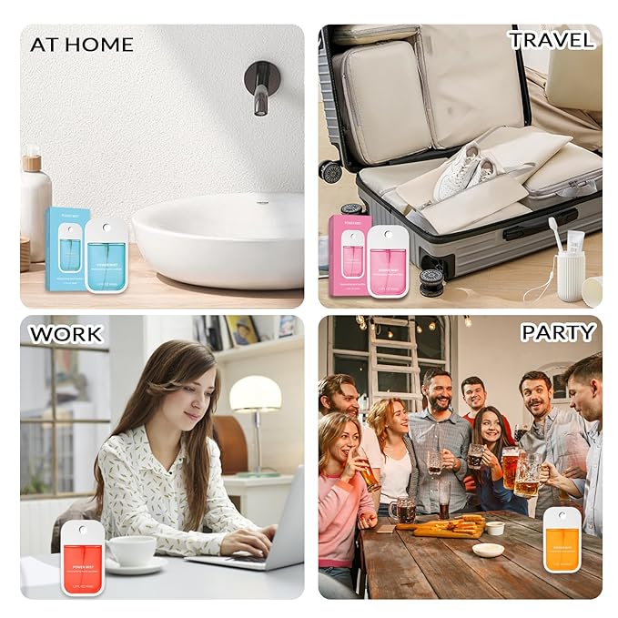 Power Mist Hydrating Hand Sanitizer Spray, Portable Travel-Size Hand Sanitizer Spray, 500-Sprays Each，Suitable for Both Adults and Children (4PCS)