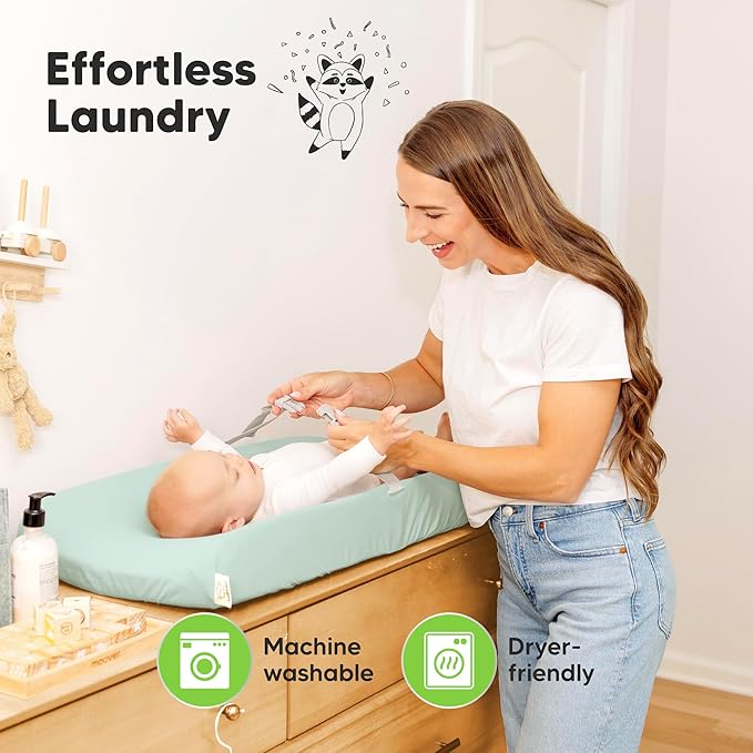 2-Pack Baby Changing Pad Covers for Girl, Boy, Neutral - Soft Viscose Derived from Bamboo Changing Table Pad Cover Sheets, Baby Nursery Diaper Changing Pad Cover, Contour Changing Pad Liner (Pastel)