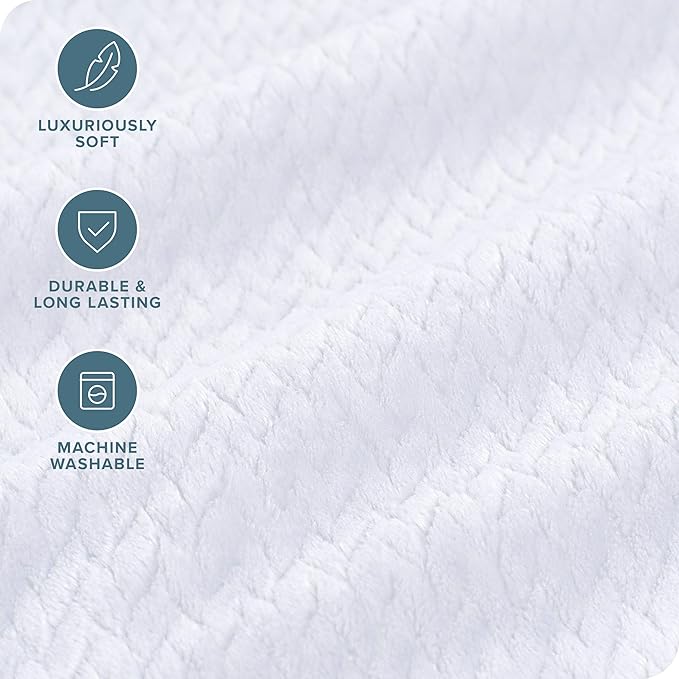 Bare Home Textured Fleece Blanket - Twin/Twin Extra Long - Ultra-Soft Lightweight for Bed, Sofa, and Couch - Luxury Microplush - Cozy Warm Blanket (Twin/Twin XL, Chevron White)
