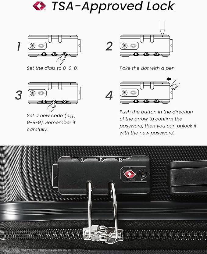 24 Inch Luggage with Spinner Wheels, Expandable Hardside Medium Checked Suitcase, White Brown