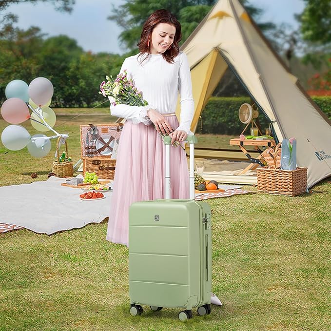 Hanke 26 Inch Luggage Large Suitcase With Spinner Wheels Tsa Luggage Suitcases Hard Case Luggage For Women Men Rolling Checked Luggage(Bamboo Green)