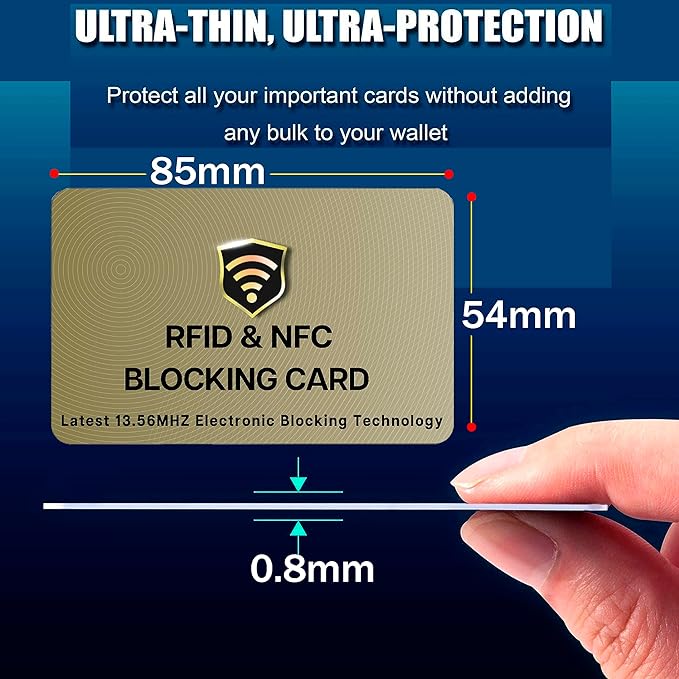 SaiTech RFID Protected Cards, Golden 10 Pack: Entire Wallet Purse Shield For Men & Women, NFC Contactless Bank Debit Credit Card Protector ID ATM Guard