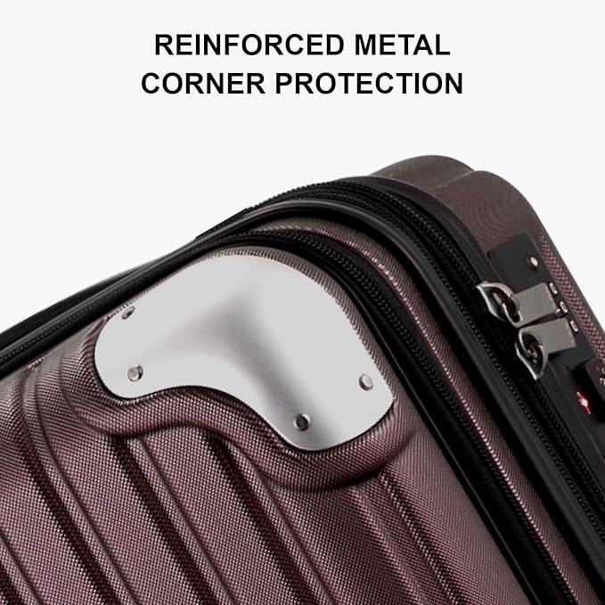LEVEL8 Grace Carry on Luggage Airline Approved, 20 Inch Expandable Hardside Suitcases with wheels, Abs+Pc Harshell Spinner Luggages with Tsa Lock, Red