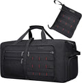 WITZMAN Foldable Duffle Bag for Travel 65L Lightweight Packable Duffel Bag with Shoes Compartment Overnight Bag for Men Women (B697 Black)