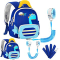 Accmor Toddler Leash Backpack with Anti Lost Wrist Link, Cute Dinosaur Bag with Removable Little Pouch Children Safety Walking Harness, Kids Travel Essential Mini Back Pack with Tether for Baby Boys