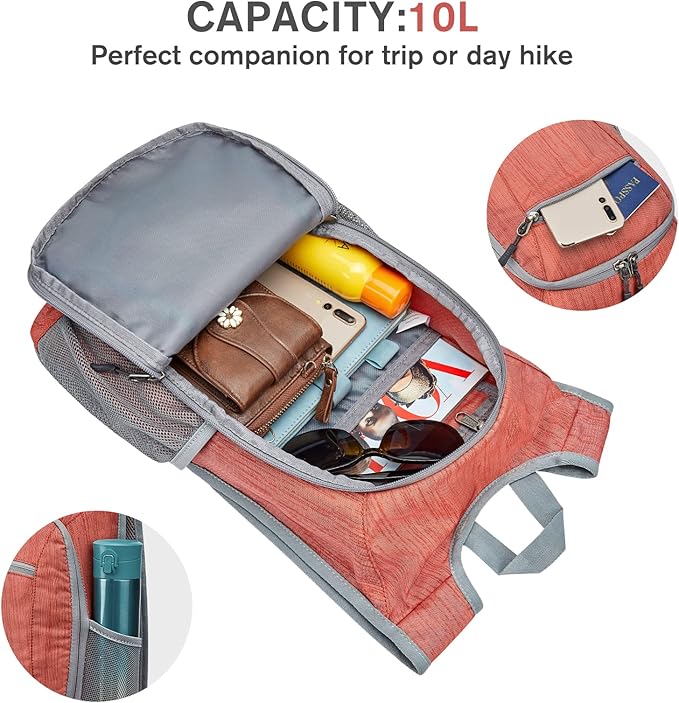 G4Free 10L/15L Hiking Backpack Lightweight Packable Hiking Daypack Small Travel Outdoor Foldable Shoulder Bag