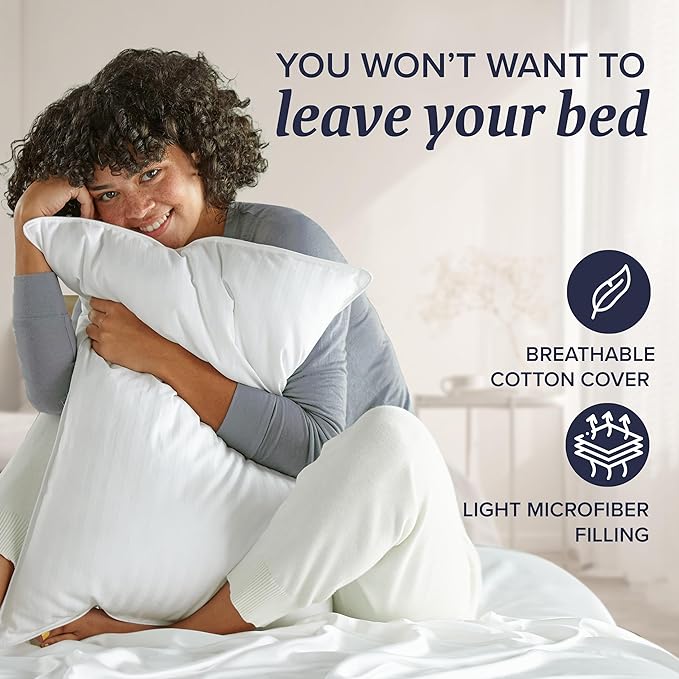 Beckham Hotel Collection Bed Pillows Standard/Queen Size Set of 2 - Original Down Alternative Pillow for Sleeping - Bedding for Back, Stomach or Side Sleepers