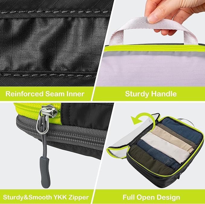 Cipway Compression Packing Cubes Mesh, Lightweight Luggage Organizer Bags with Laundry Bag, Toiletries Bag and Shoe Bag, Travel Essentials for Carry on Suitcase（8 Pcs,Black）