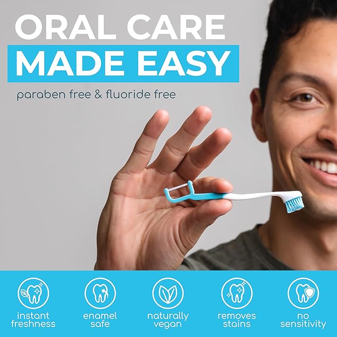 The Evolution of Oral Care | 4-in-1 Tool (Paste + Brush + Floss + Pick) | Individually Wrapped | Disposable | Prepasted Travel Toothbrushes | Small Adult Toothbrush - (48-Pack)