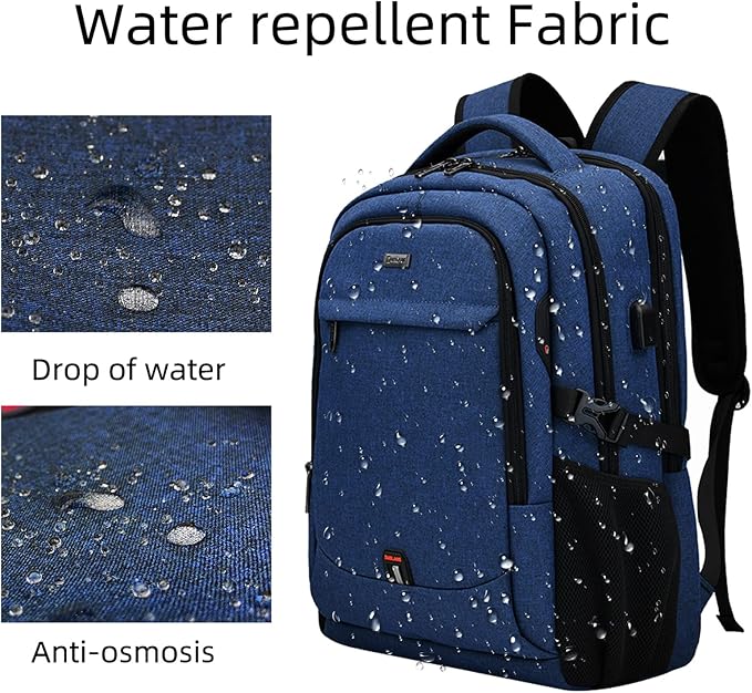 DUSLANG 17 Inch Laptop Backpack for Travel Water Resistant College Backpack for Men Women Laptop Bag with USB Charging Port,Blue
