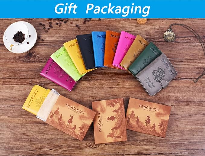 Passport Holder Cover Wallet RFID Blocking Leather Card Case Travel Accessories for Women Men (Claybank)