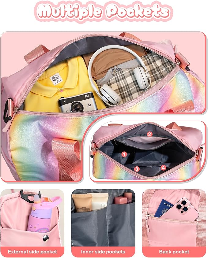 Valentines Day Gift for Girls-Girl Gym Bag with Shoe Compartment, Kid Personalized Weekender Overnight Bags, Initial Travel Tote with Makeup Pouch, Easter Gifts for Teen Daughter (Letter Q)