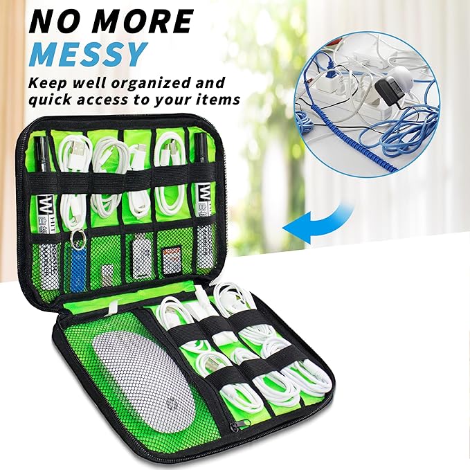 Electronics Organizer, Portable Cable Organizer Bags, Travel Electronic Accessories Storage Case for Cables, Cords, Charger, Phone (Camo Blue)