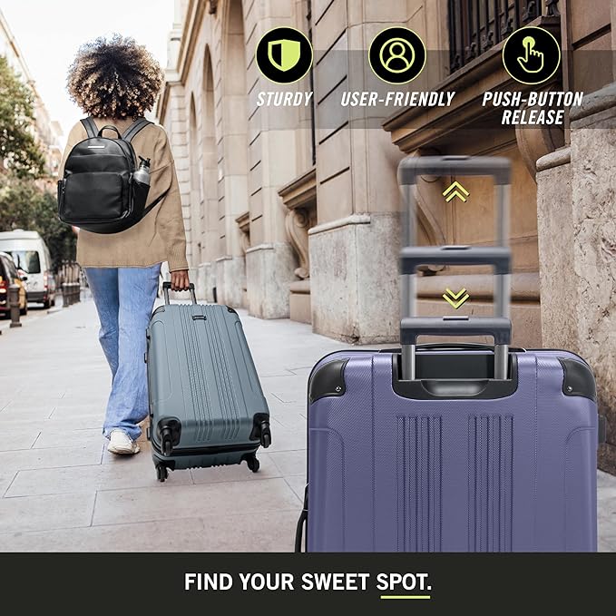 Kenneth Cole REACTION Out of Bounds Lightweight Hardshell 4-Wheel Spinner Luggage, Smokey Purple, 20-Inch Carry On