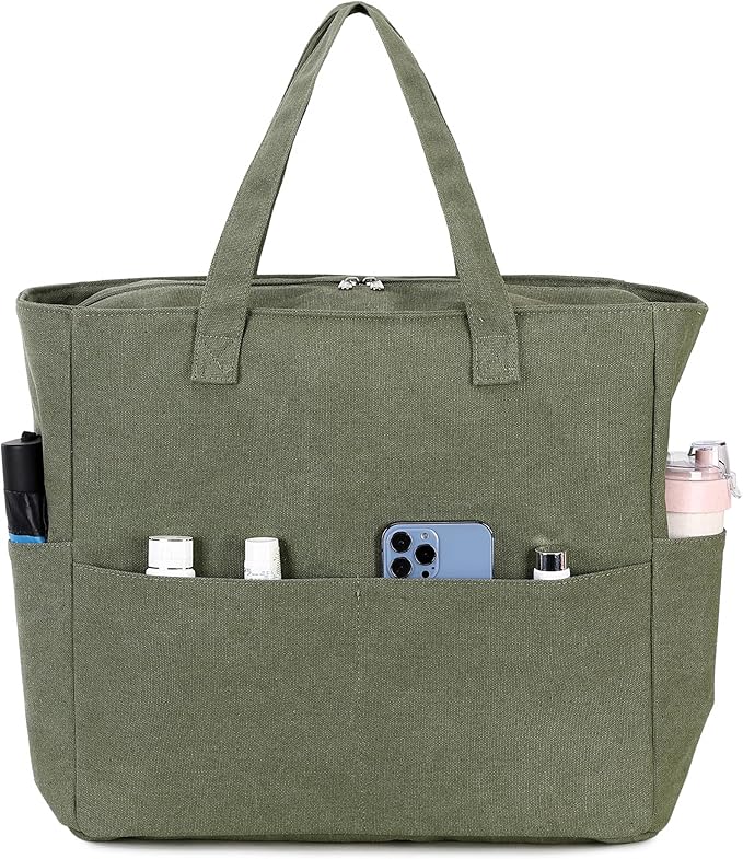 LEDAOU Large Beach Tote Bag Women Waterproof Sandproof Zipper Beach Tote Bag for Pool Gym Grocery Travel with Wet Pocket