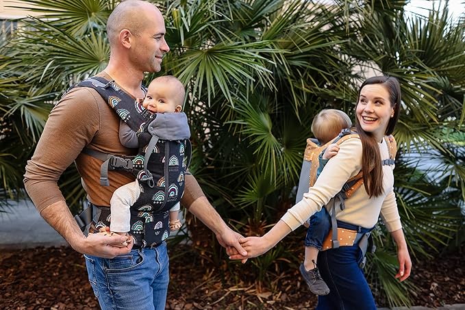 Beco 8 Baby Carrier from Newborn to Toddler (7-45lbs) - All in 1 Hybrid Front, Hip and Backpack Style Carrier with Breathable, Cooling Mesh - Boho Rainbow