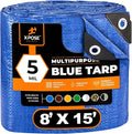 Better Blue Poly Tarp 8' x 15' - Multipurpose Protective Cover - Lightweight, Durable, Waterproof, Weather Proof - 5 Mil Thick Polyethylene - by Xpose Safety
