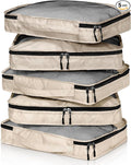 5 Pcs Packing Cubes for Suitcase Large Travel Cubes Carry on Luggage Organizer Bags for Clothes Accessories(M,Khaki)