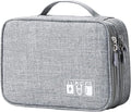 Lanola Travel Cable Organizer Bag, Electronic Accessories Case Portable Double Layer Cable Storage Bag for Cord,phone,Charger, Flash Drive, Phone, SD Card,Personal Items - (Grey)