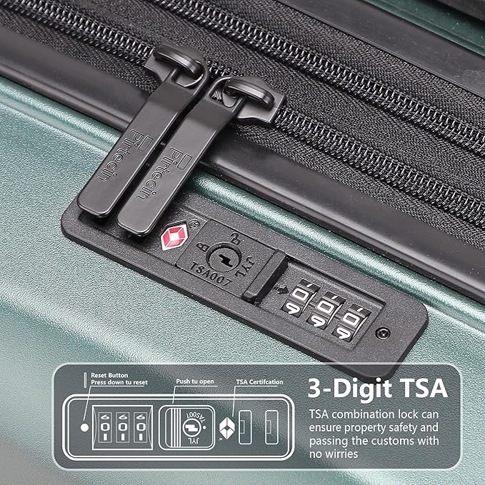 Luggage Sets 2 Piece, 20/28 Inch Lightweight Expandable PC Hardside Durable Suitcases with Spinner Wheels & TSA Lock, Green