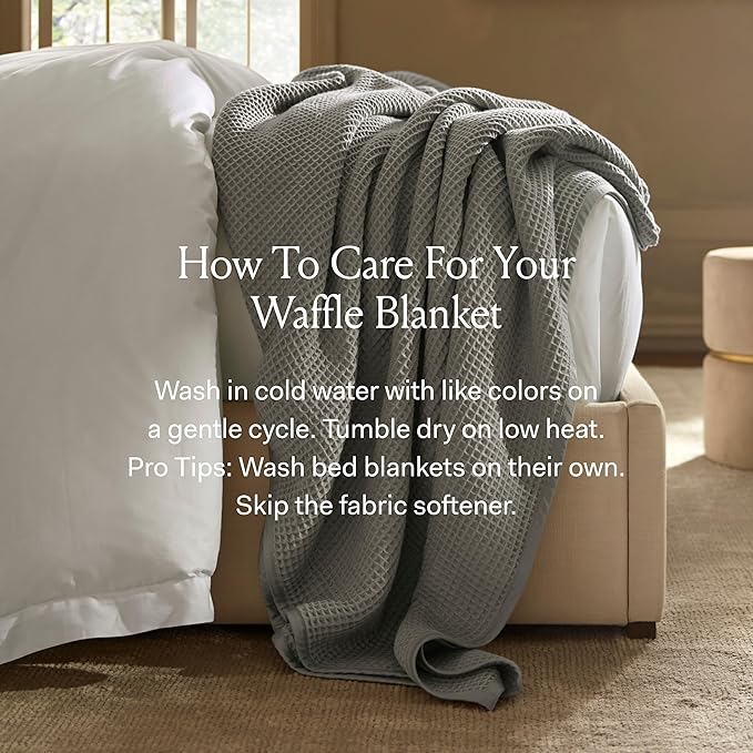 BOLL & BRANCH Waffle Bed Blanket - Full/Queen, White - Luxury 100% Organic Cotton - Soft, Lightweight and Breathable - Textured Waffle Weave Design