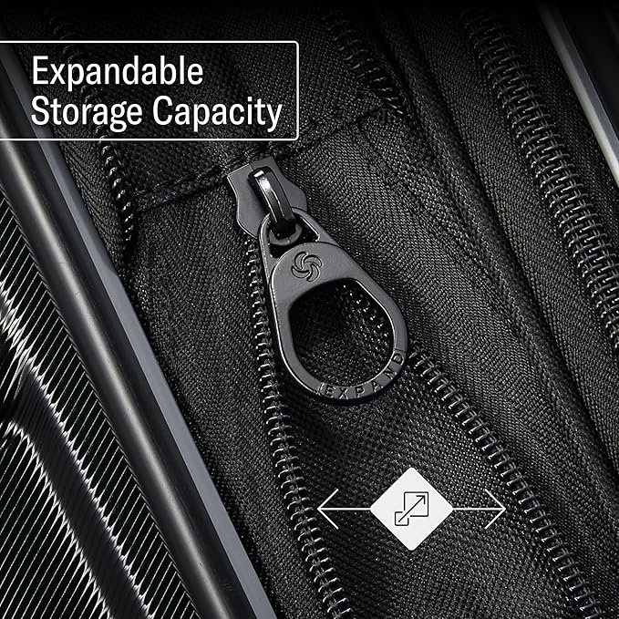 Samsonite Omni 2 Carry-On Hardside Luggage with 360° Spinner Wheels - Scratch Resistant Hardshell - TSA, Airline-Approved - Expandable Polycarbonate Shell for Lightweight Travel - Midnight Black