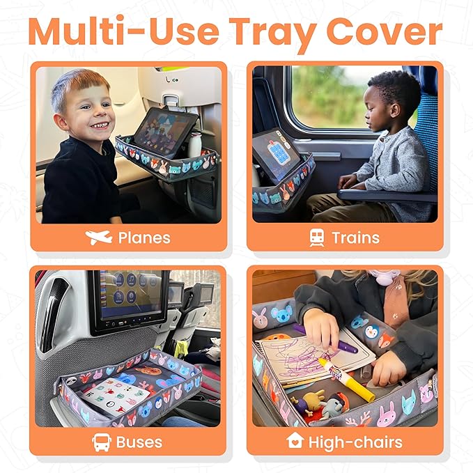 Airplane Tray Table Cover – Universal Fit & Easy Setup – Airplane Tray Cover Kids - Use in Buses, Trains, High Chairs I Plane Travel Essentials for Kids