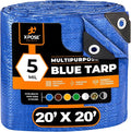 Better Blue Poly Tarp 20' x 20' - Multipurpose Protective Cover - Lightweight, Durable, Waterproof, Weather Proof - 5 Mil Thick Polyethylene - by Xpose Safety