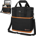 opux 6 Bottle Carrier Tote | Insulated Padded Wine Cooler Bag for Travel. Picnic, BYOB | Portable Leakproof Wine Tote Bag for Dinner, Party, Christmas, Wine Gift for Women, Men (Brown)