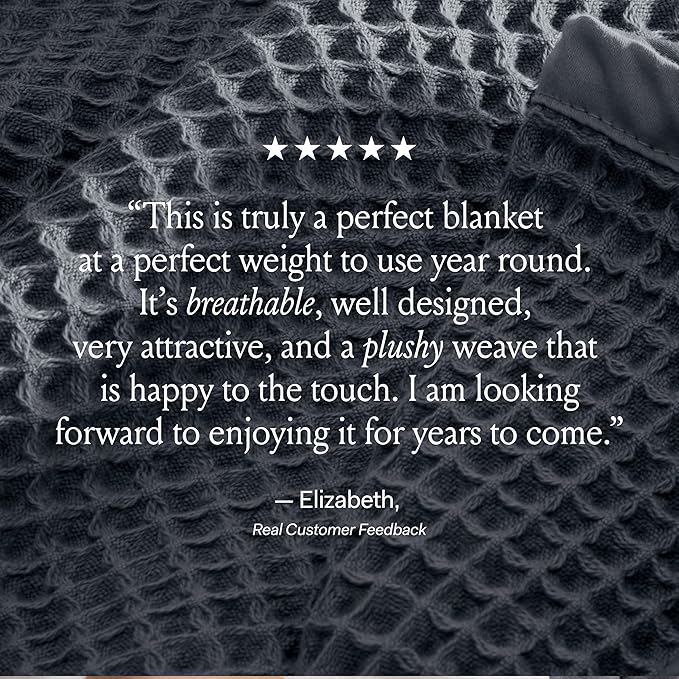 BOLL & BRANCH Waffle Bed Blanket - Twin, Pewter - Luxury 100% Organic Cotton - Soft, Lightweight and Breathable - Textured Waffle Weave Design